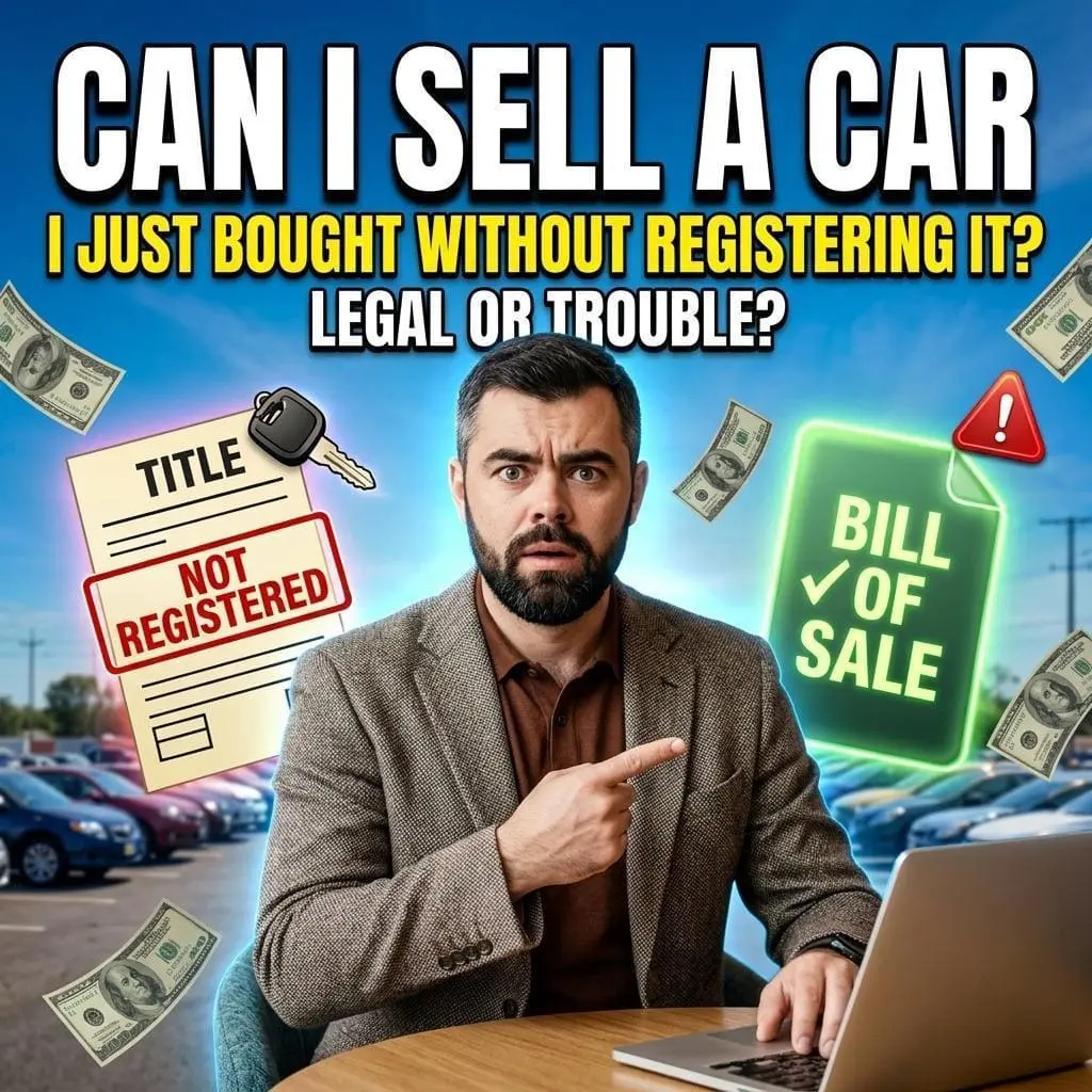 can i sell a car i bought but never registered